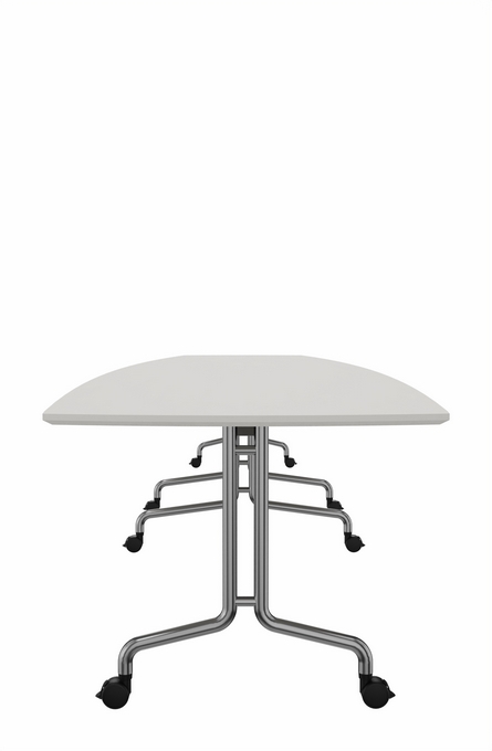 1148N - Bådformet klapbord,
stor 2 dele, rund stålrørsstel,
4800 x 1100/815 x 740 mm
( L x B x H )
