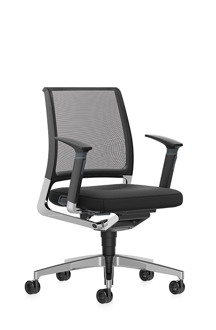 16V7U - Swivel chair low,
seat upholstered,
mesh backrest
(armrests optional)