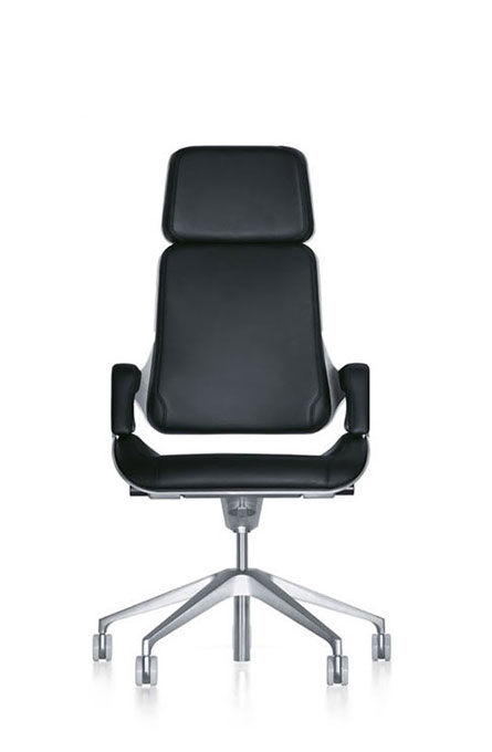 362S - Seduta ufficio girevole, 
schienale alto, 
sedile e schienale imbottito, 
syncromeccanismo, 
regolazione del peso,
scocca in alluminio,
base 5 razze con ruote