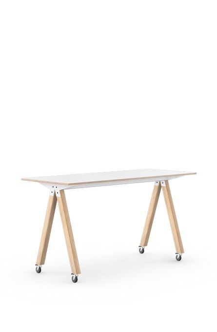 WT202 - HIGH TABLE XL 2000
High desk, width: 800 mm
MDF board, direct melamine coating, with birch Multiplex edge
Natural wooden feet made from ash, untreated
Universal castors, lockable