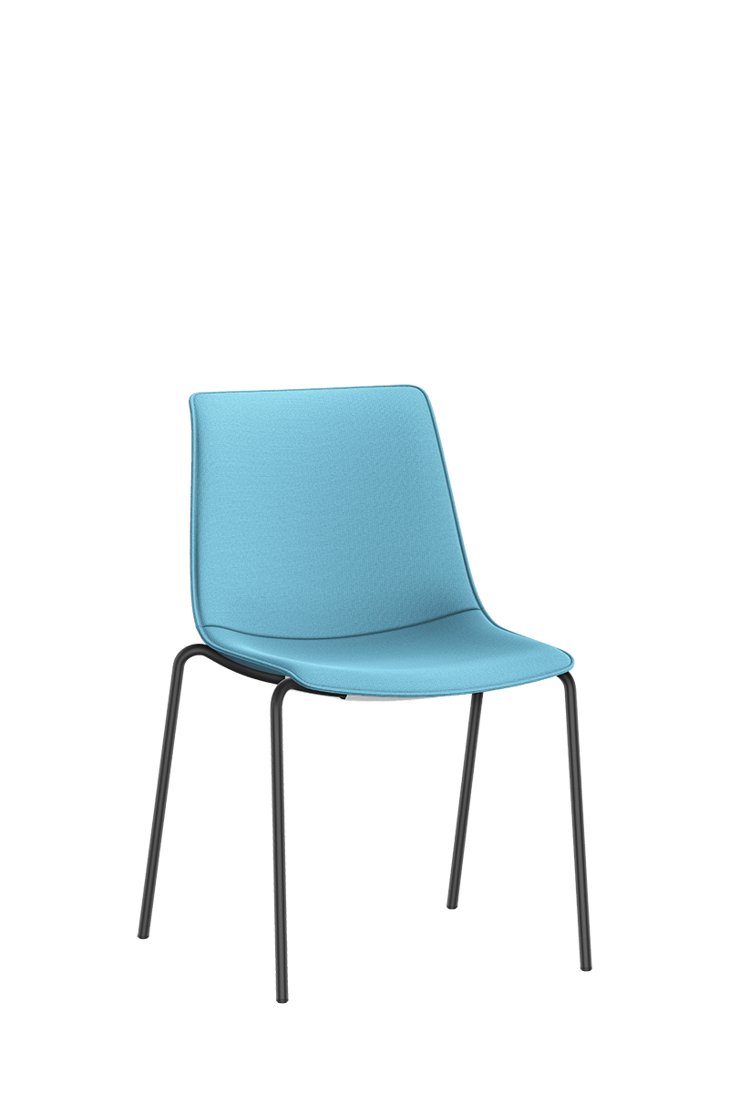 SHUFFLEis1 visitor chair with four black-coated legs and fully upholstered in blue | by Interstuhl
