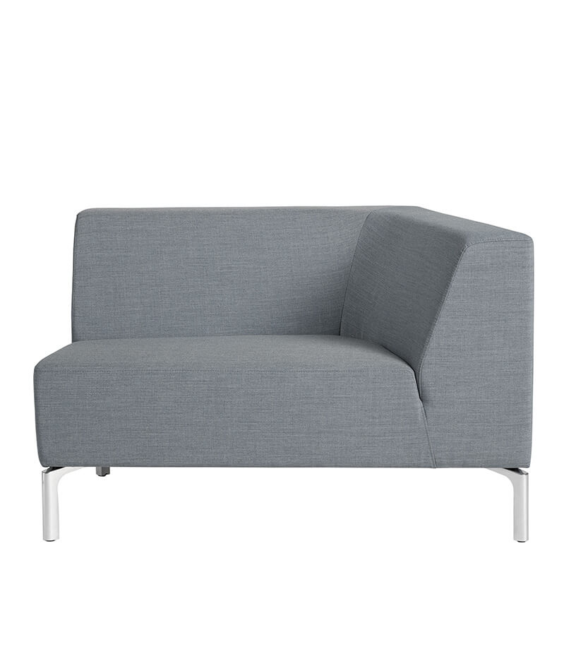Komfortabelt 1,5-personers Tangram-siddeelement, venstre i grå.