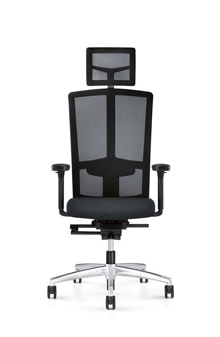 175G - Swivel armchair,
with synchro mechanism,
weight adjustment,
seat upholstered, 
mesh backrest, 
headrest