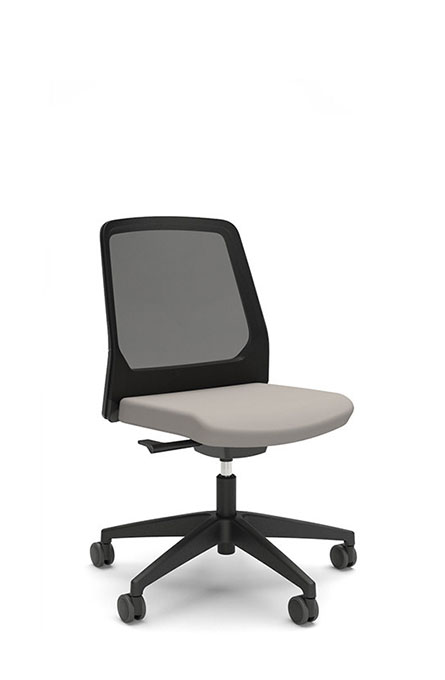 220B - Konferenzstuhl mit
Fußkreuz und Rollen
Sitz gepolstert, 
Rückenlehne netzbespannt,
arretierbare Wippfunktion,
Sitzhöhenverstellung