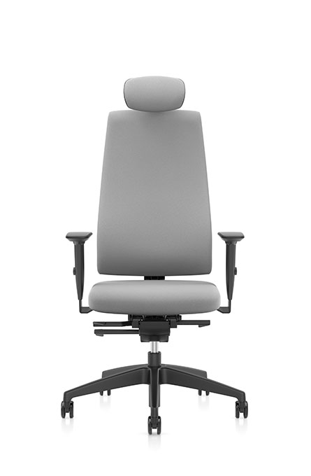 322G - Swivel armchair with synchronous mechanism
and weight adjustment, 
Height adjustable backrest with headrest.
Backrest height: 645  mm