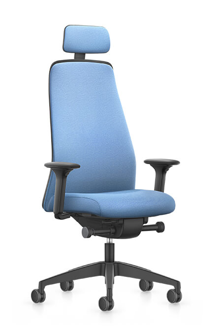 EV318 - Swivel armchair high with headrest,
comfort seat,
Synchronous mechanism,
Chillback