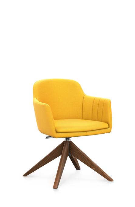 LM746 - Club chair, 
four-star base wood
rocking motion, lockable