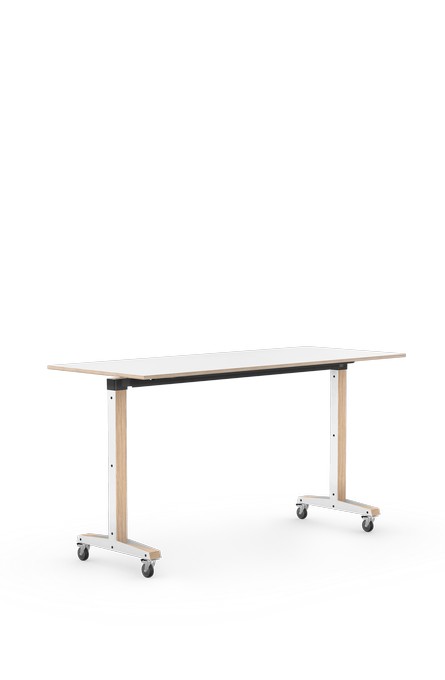WT204 - HIGH-/FOLDING TABLE XL 2000
klaptafel, breedte 800 mm,
MDF, met melamine toplaag
berken multiplexrand,
poten onbehandeld essenhout,
universele wielen met rem